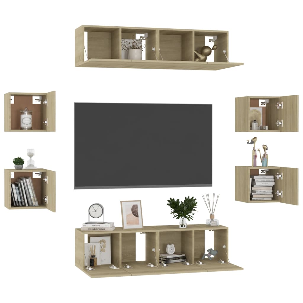 vidaXL Ensemble de meubles TV 8 pcs Chêne sonoma Bois d'ingénierie