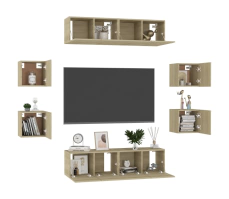 vidaXL Ensemble de meubles TV 8 pcs Chêne sonoma Bois d'ingénierie