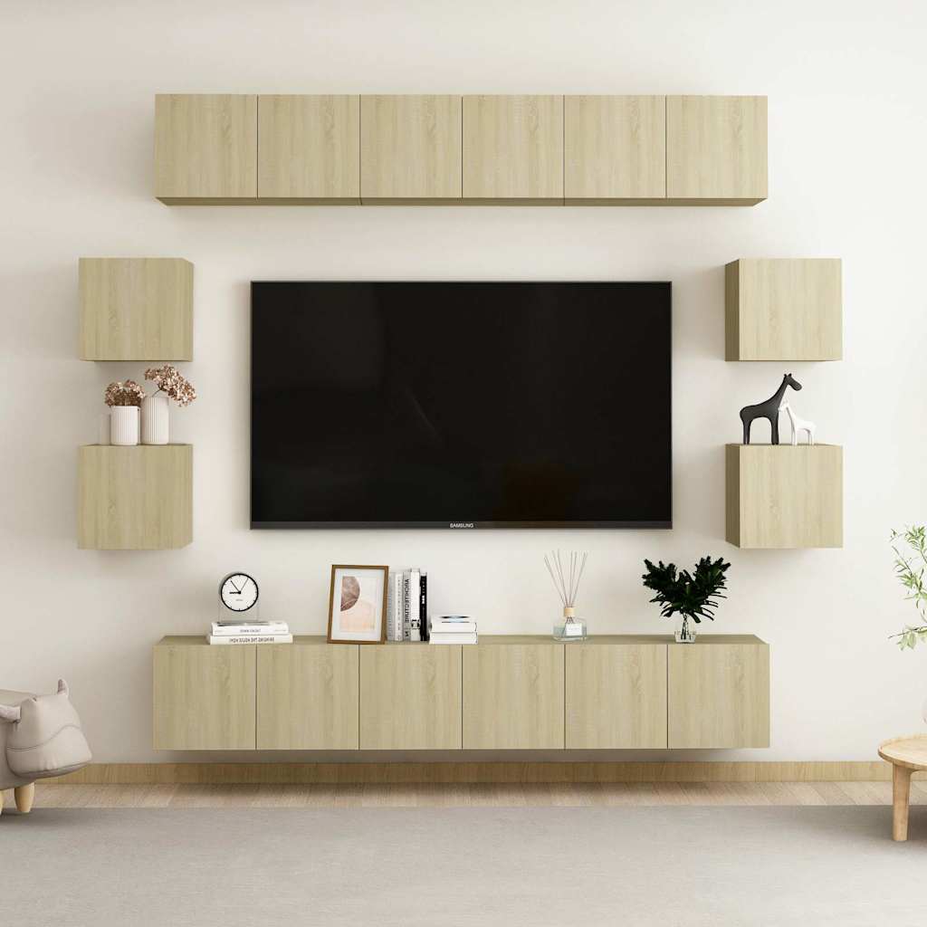 vidaXL 10-cz. zestaw szafek TV, d�b sonoma, materia� drewnopochodny