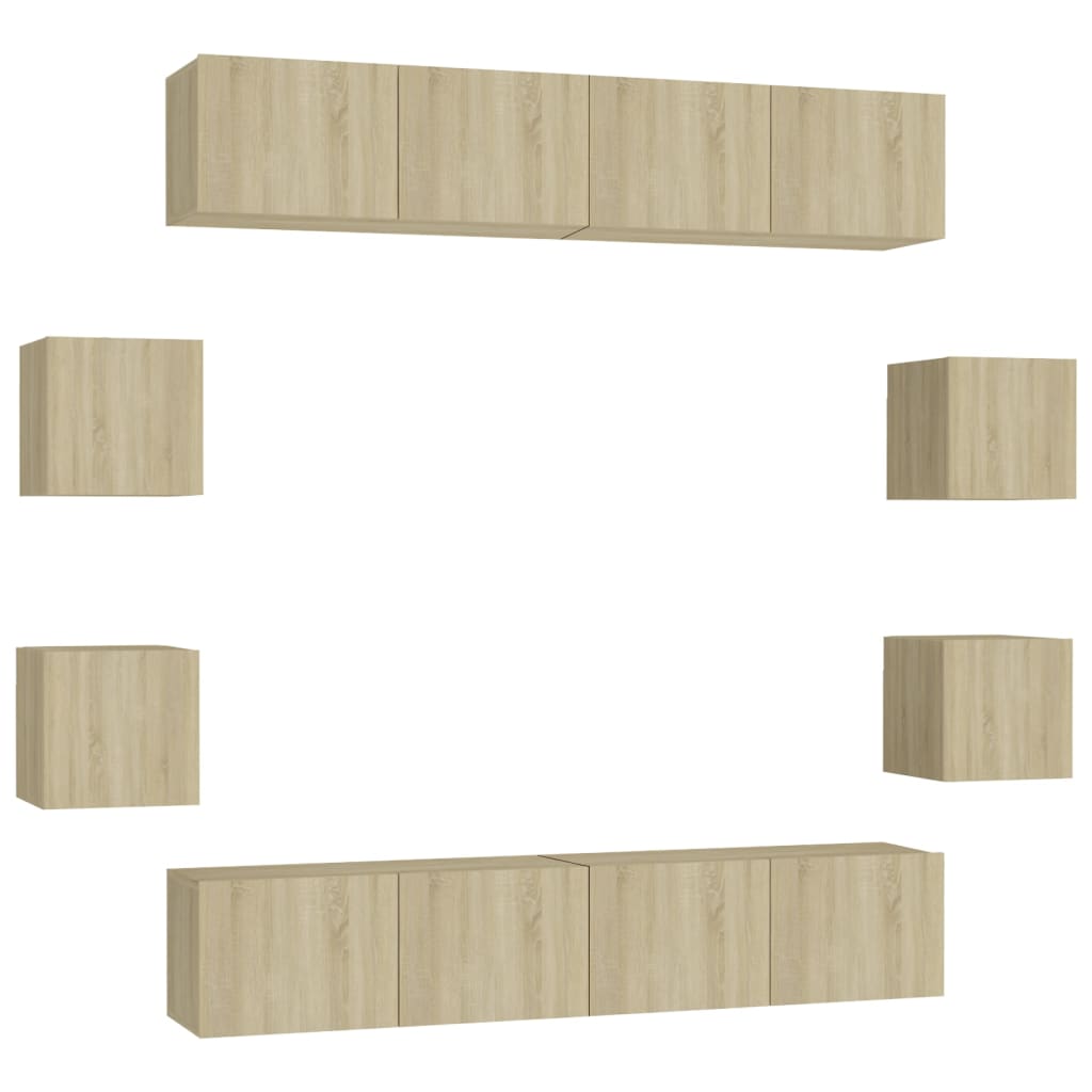 

vidaXL 8 Piece TV Cabinet Set Sonoma Oak Chipboard