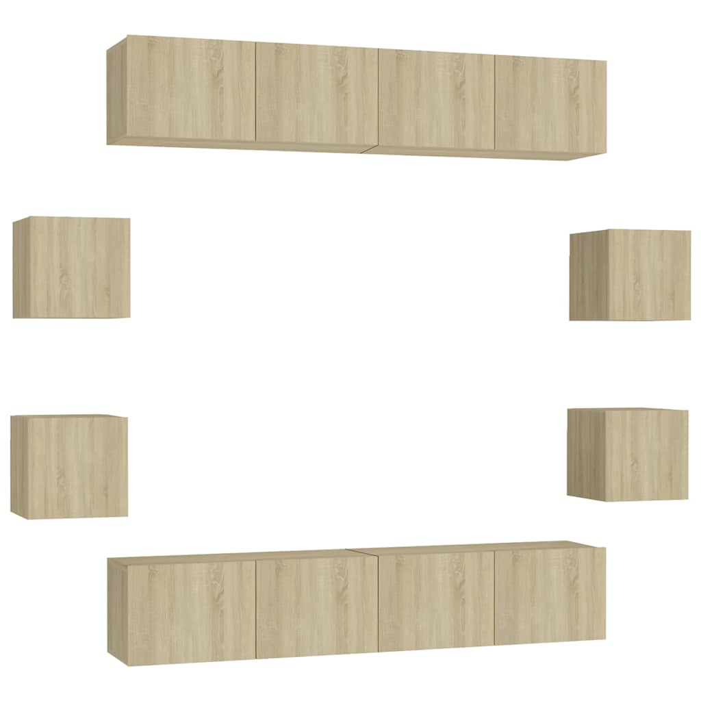 vidaXL 8-delige Tv-meubelset bewerkt hout sonoma eikenkleurig, foto 3