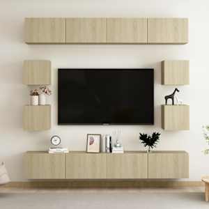 Komplet TV omaric 8-delni sonoma hrast iverna plošča