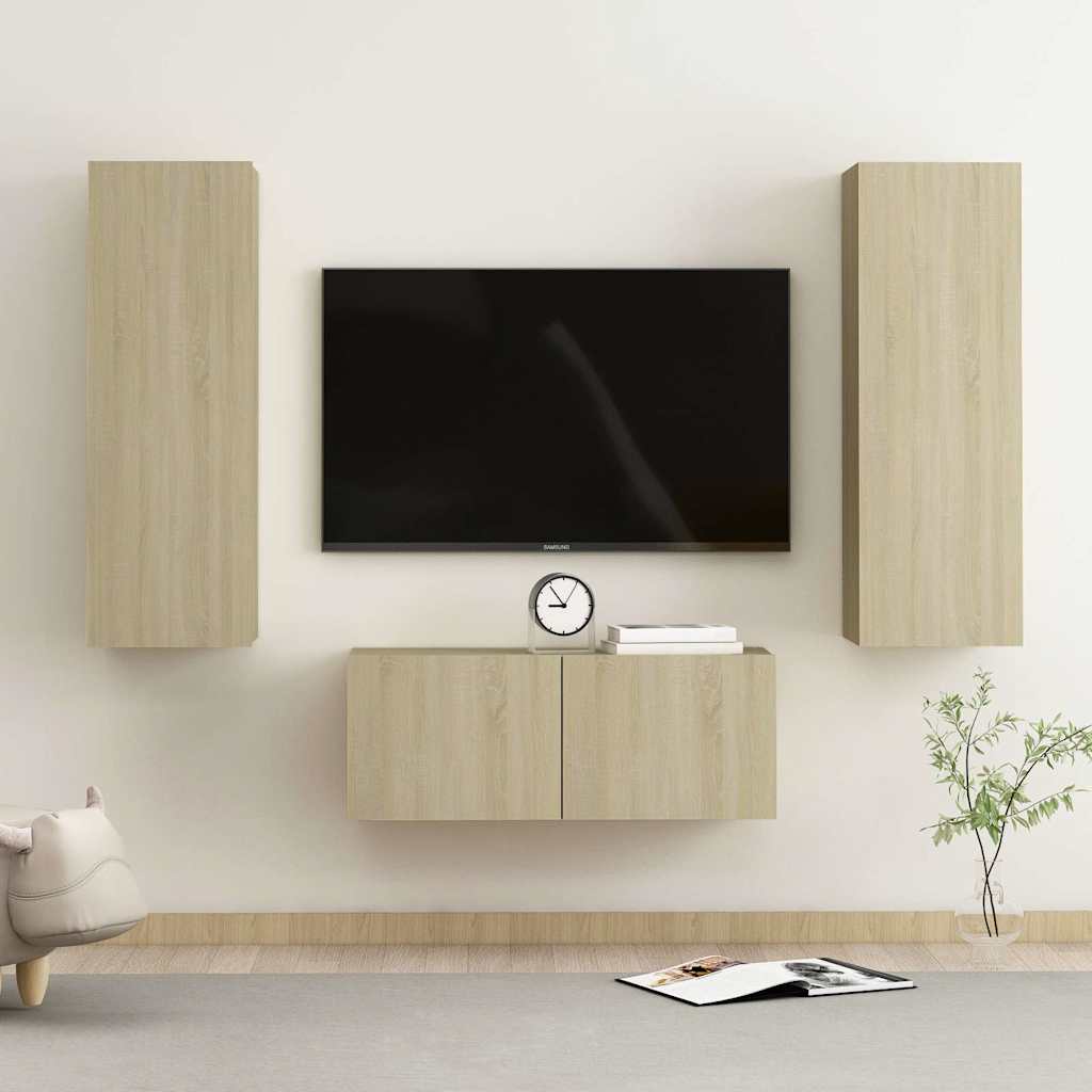 vidaXL 3-cz. zestaw szafek TV, d�b sonoma, materia� drewnopochodny