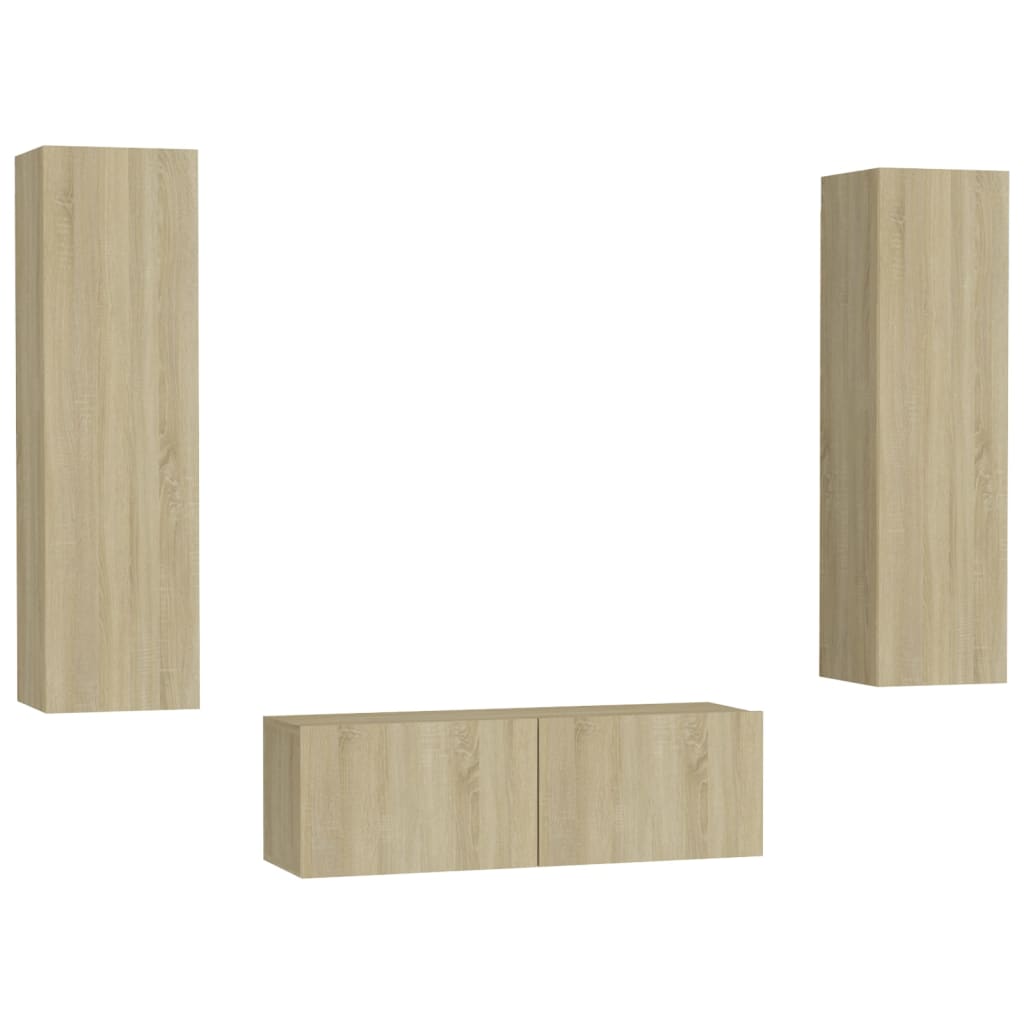 

vidaXL 3 Piece TV Cabinet Set Sonoma Oak Engineered Wood