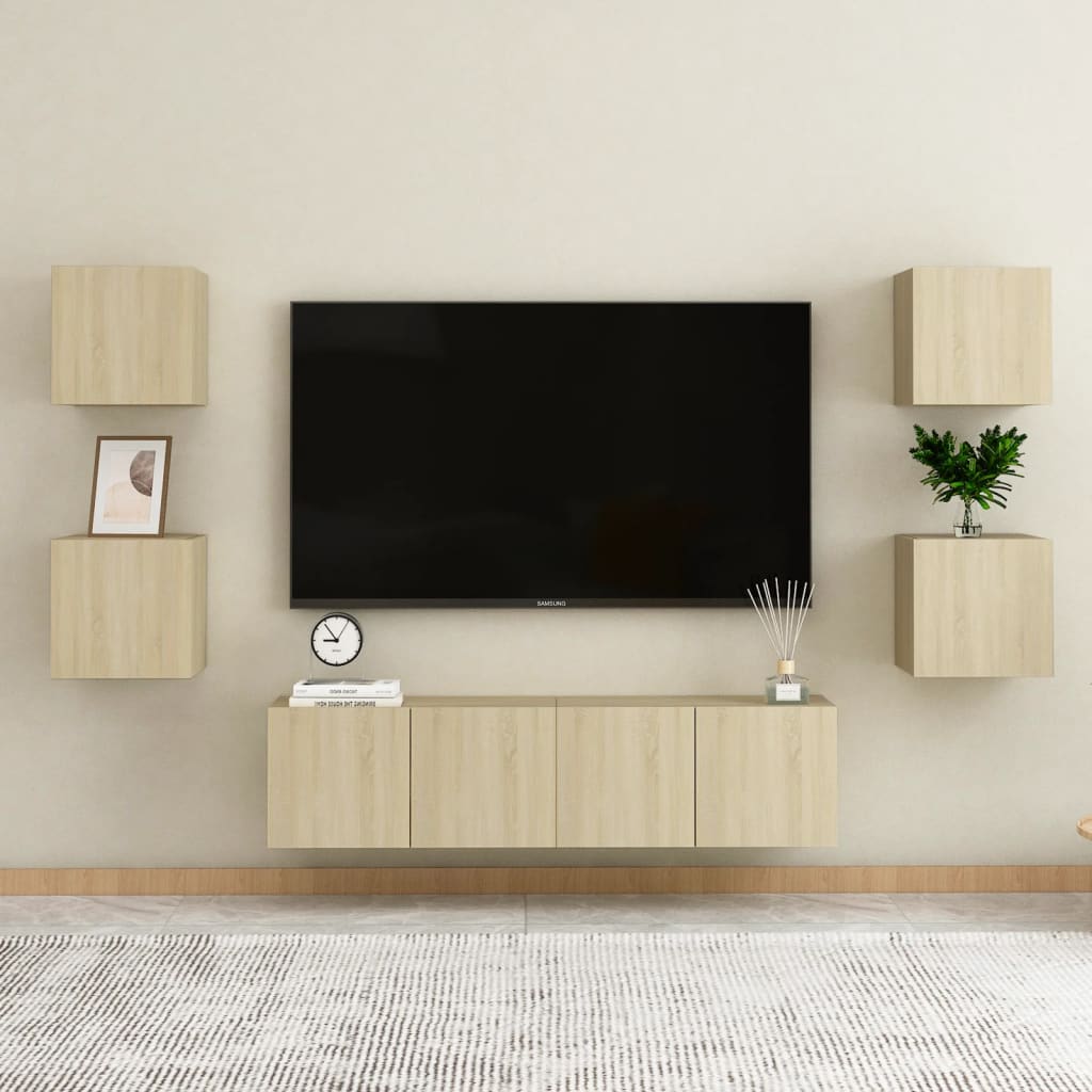 vidaXL 6-cz. zestaw szafek TV, db sonoma, pyta wirowa