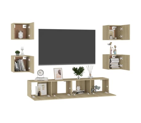 vidaXL 6-tlg. TV-Schrank-Set Sonoma-Eiche Holzwerkstoff