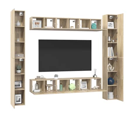 vidaXL Televizoriaus spintelių komplektas, 6 dalių, ąžuolo, mediena
