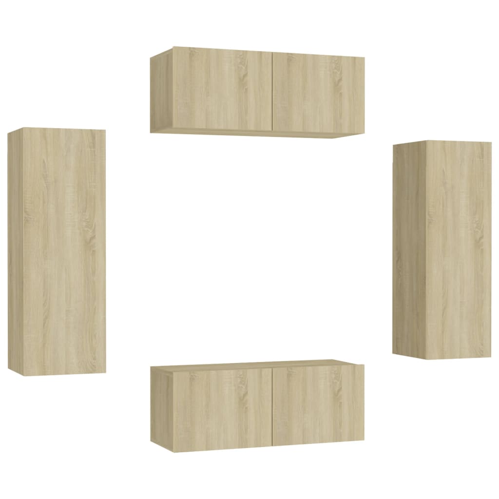 

vidaXL 4 Piece TV Cabinet Set Sonoma Oak Chipboard