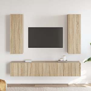 4dílný set TV skříněk dub sonoma kompozitní dřevo