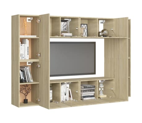 vidaXL 8-daļīgs TV skapīšu komplekts, ozolkoka krāsa inženierijas koks