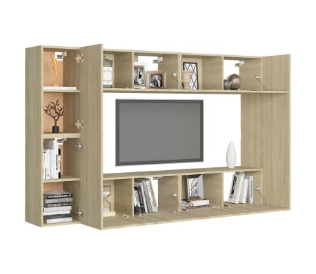 vidaXL 8 Piece TV Cabinet Set Sonoma Oak Engineered Wood