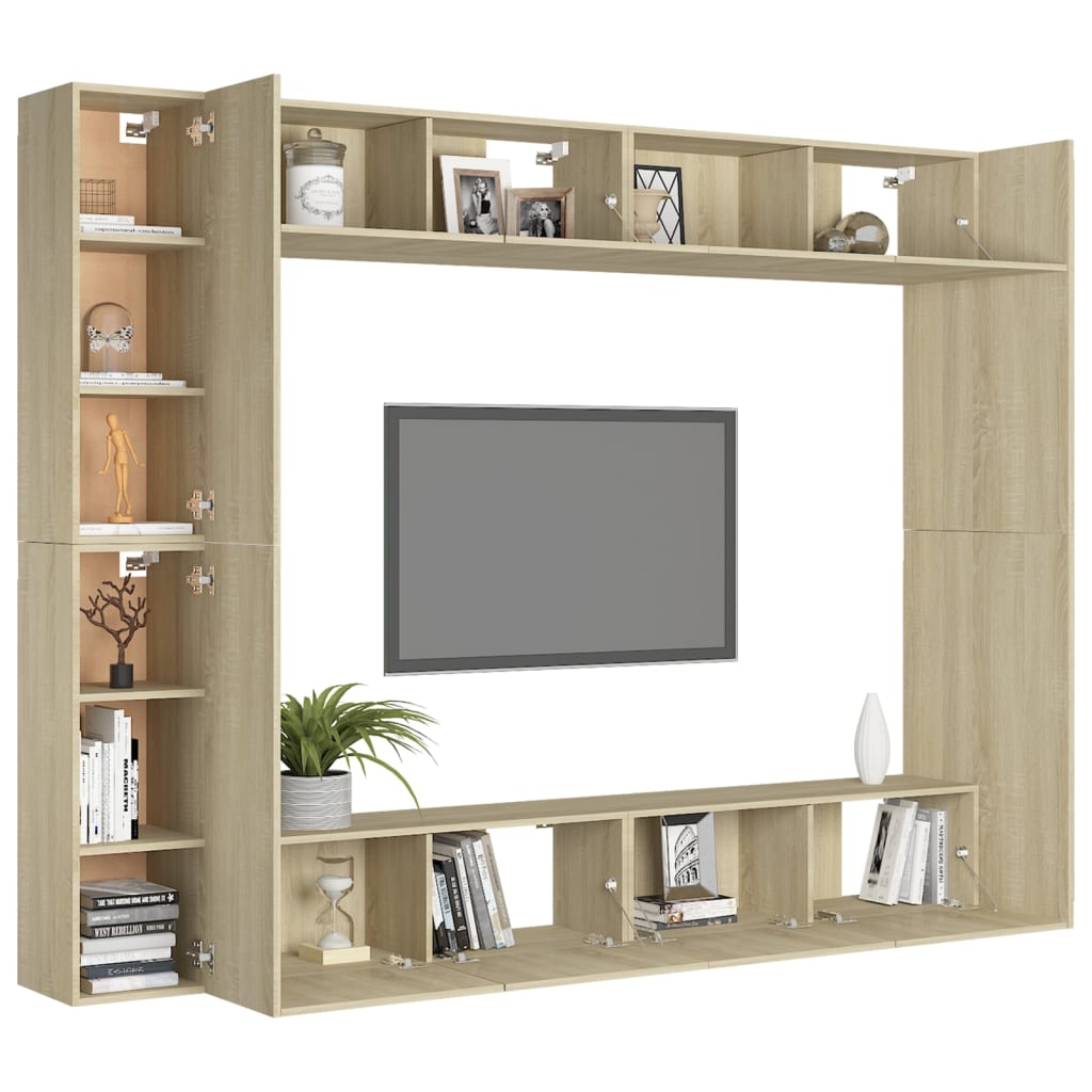vidaXL 8 Piece TV Cabinet Set Sonoma Oak Chipboard