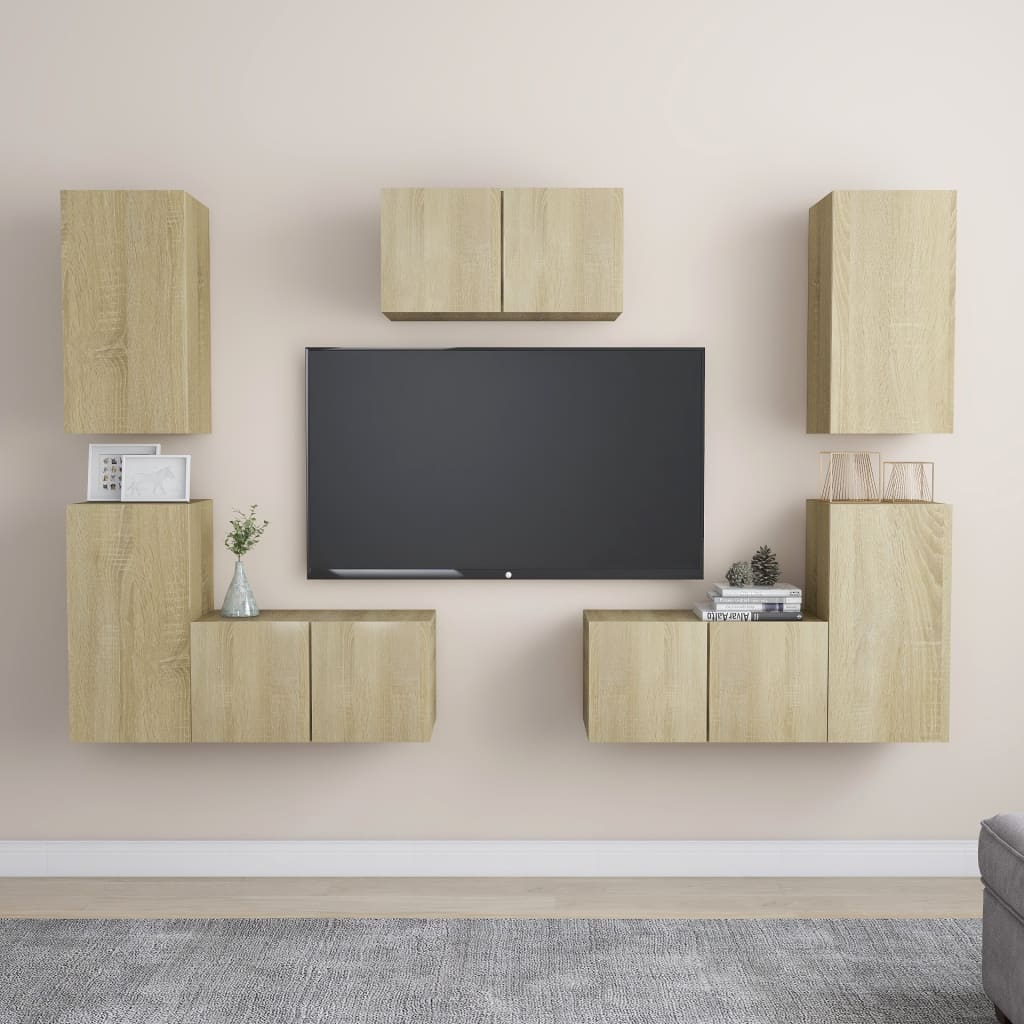 7-tlg. TV-Schrank-Set Sonoma-Eiche Holzwerkstoff kaufen