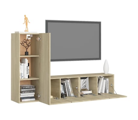 vidaXL Ensemble de meubles TV 3 pcs Chêne sonoma Bois d'ingénierie