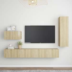 Komplet TV omaric 4-delni sonoma hrast iverna plošča