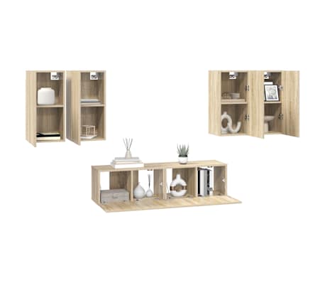 vidaXL Set de dulapuri TV, 6 piese, stejar sonoma, lemn prelucrat