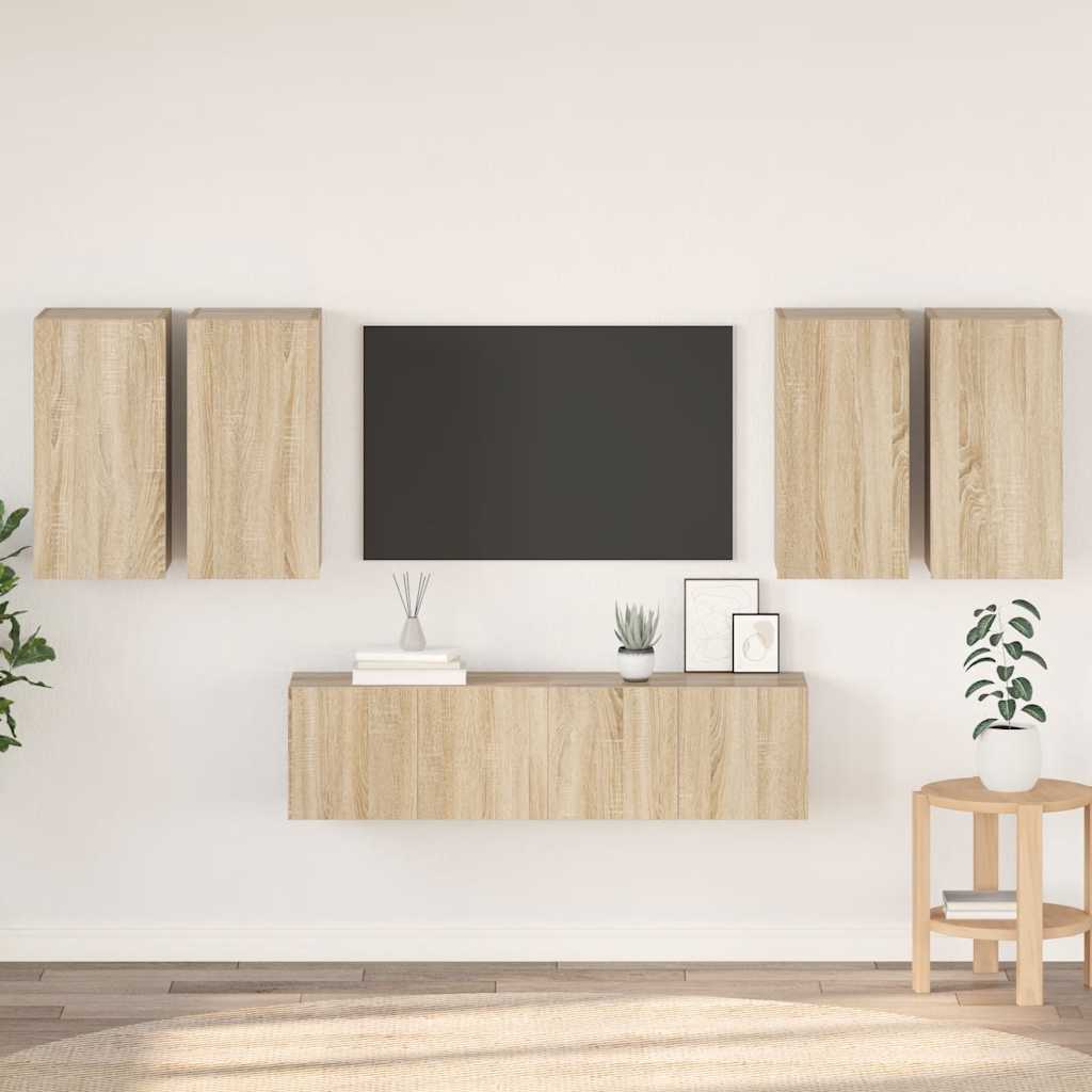 Ensemble de meuble TV 6 pcs Chêne sonoma Aggloméré