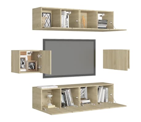 vidaXL 6 hluta Sj&oacute;nvarpssk&aacute;pasett Sonoma Eik Samsettur Vi&eth;ur