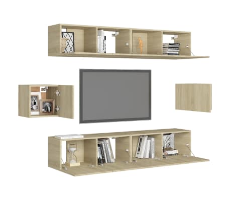 vidaXL Set di Mobili Porta TV 6 pz Rovere Sonoma in Legno Multistrato