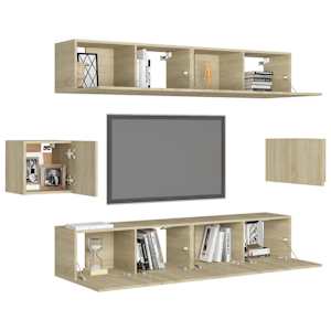 vidaXL Set di Mobili Porta TV 6 pz Rovere Sonoma in Legno Multistrato