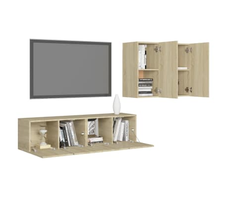 vidaXL 4-tlg. TV-Schrank-Set Sonoma-Eiche Holzwerkstoff