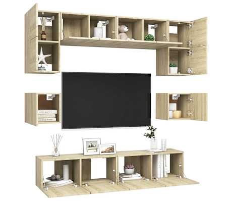 vidaXL Set de dulapuri TV, 8 piese, stejar sonoma, lemn prelucrat