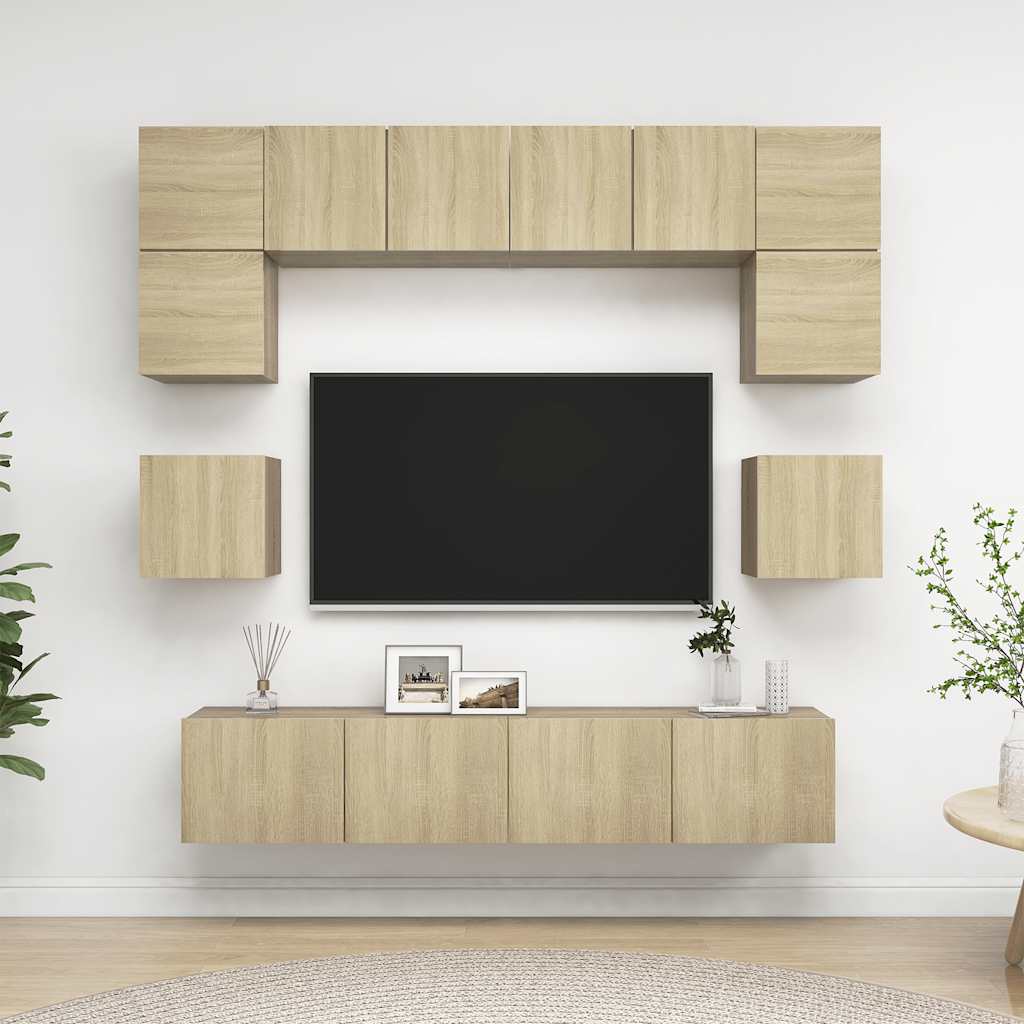 vidaXL 8-cz. zestaw szafek TV, d�b sonoma, materia� drewnopochodny