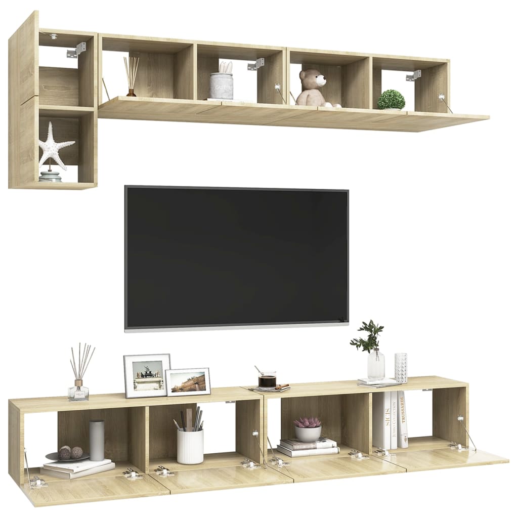 vidaXL Set de dulapuri TV, 5 piese, stejar sonoma, lemn prelucrat