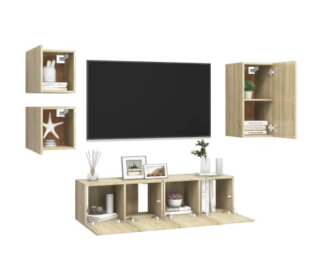 vidaXL Ensemble de meubles TV 5 pcs Ch&ecirc;ne sonoma Bois d'ing&eacute;nierie