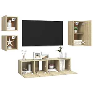 vidaXL Ensemble de meubles TV 5 pcs Ch&ecirc;ne sonoma Bois d'ing&eacute;nierie