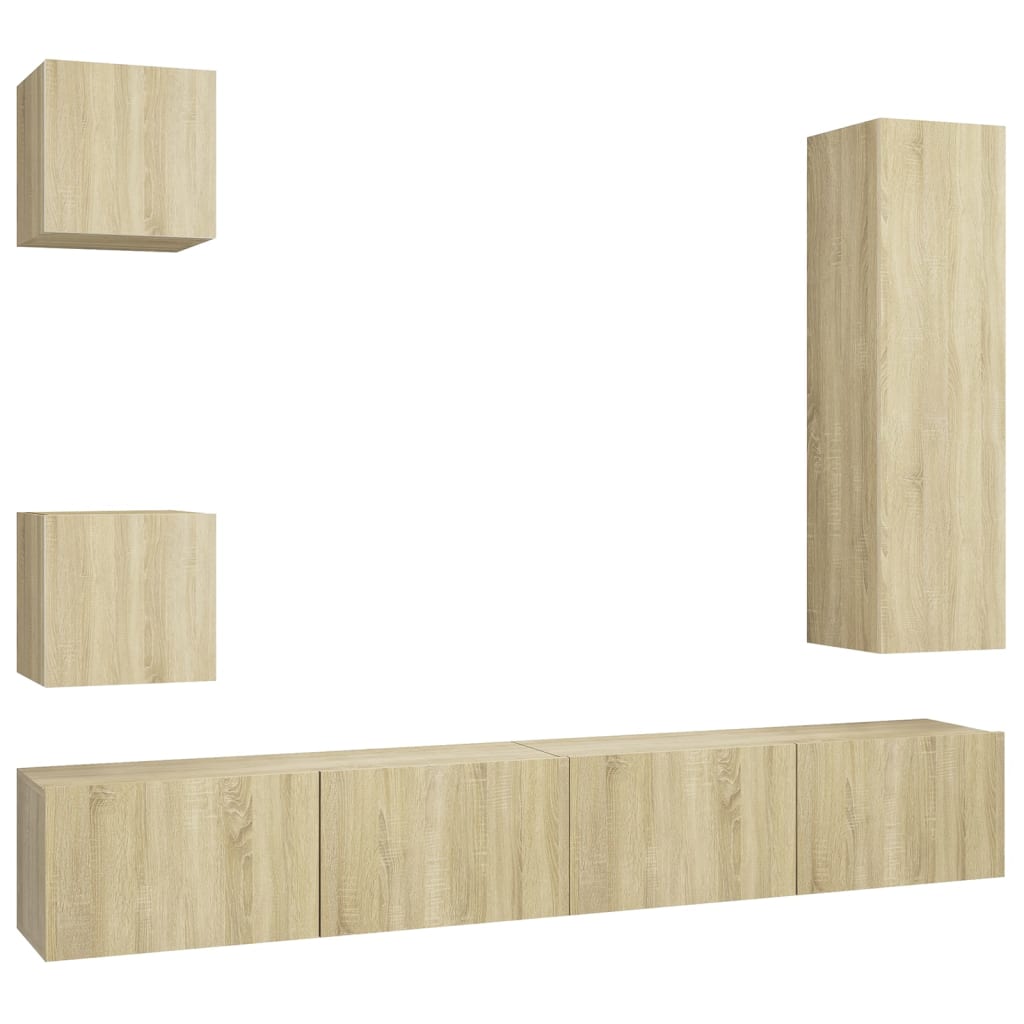 

vidaXL 5 Piece TV Cabinet Set Sonoma Oak Chipboard