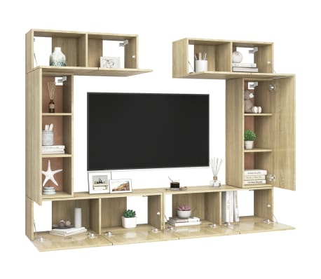 vidaXL 6 Piece TV Cabinet Set Sonoma Oak Engineered Wood