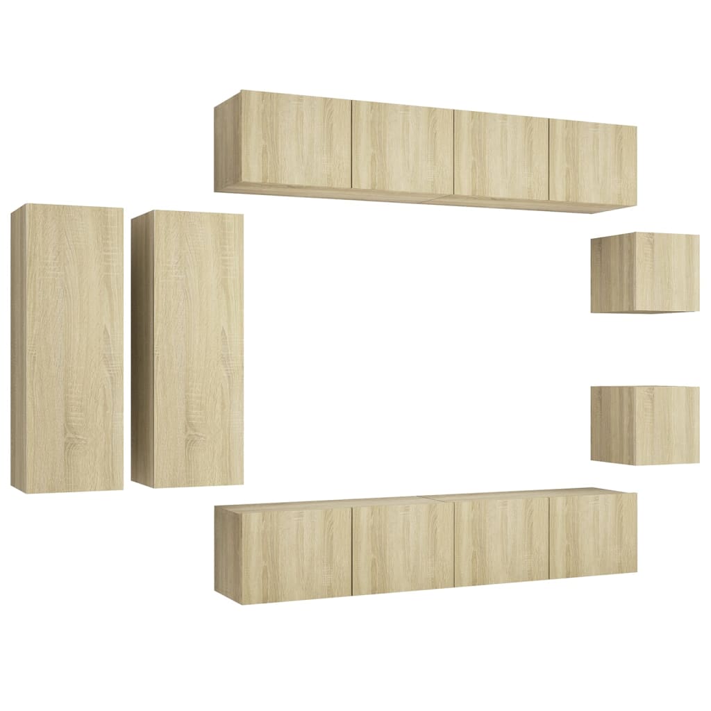 

vidaXL 8 Piece TV Cabinet Set Sonoma Oak Chipboard