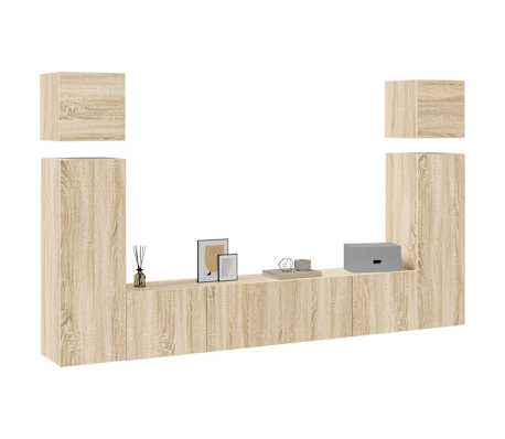 vidaXL Set dulapuri TV, 8 piese, stejar sonoma, lemn prelucrat