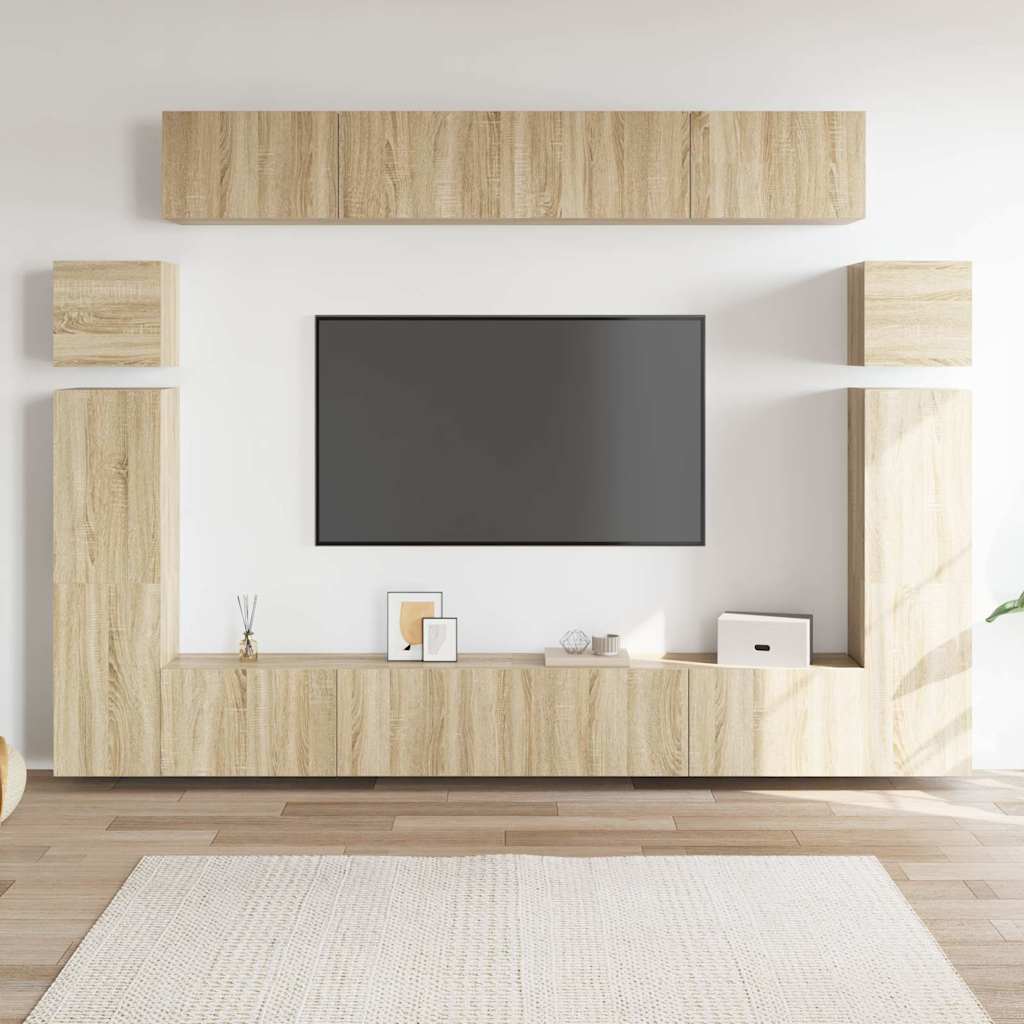 Ensemble de meuble TV 8 pcs Chêne sonoma Aggloméré