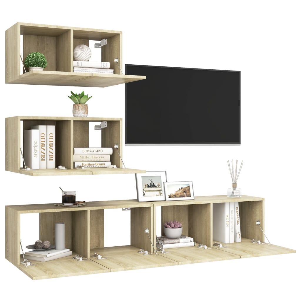 VERDAL – Ensemble de meuble TV suspendu 4 pcs Chêne sonoma 2x 80cm | meublestv.fr 4