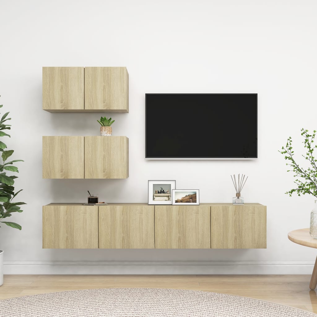 VERDAL – Ensemble de meuble TV suspendu 4 pcs Chêne sonoma 2x 80cm | meublestv.fr 2