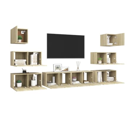 vidaXL Set dulapuri TV, 8 piese, stejar sonoma, lemn prelucrat