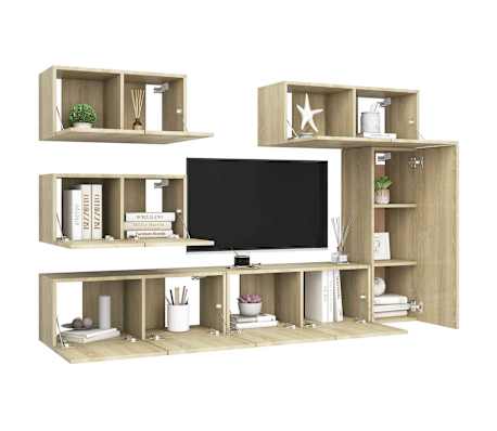 vidaXL 6-tlg. TV-Schrank-Set Sonoma-Eiche Holzwerkstoff