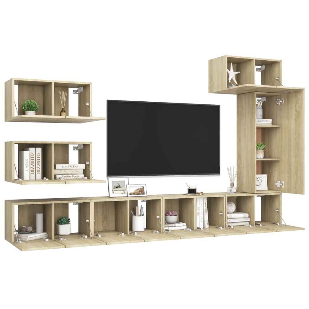 vidaXL Ensemble de meubles TV 8 pcs Chêne sonoma Bois d'ingénierie