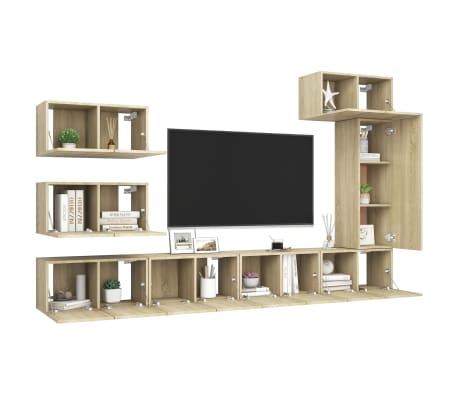 vidaXL Ensemble de meubles TV 8 pcs Chêne sonoma Bois d'ingénierie