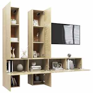 vidaXL Televizoriaus spintelių komplektas, 6 dalių, ąžuolo, mediena