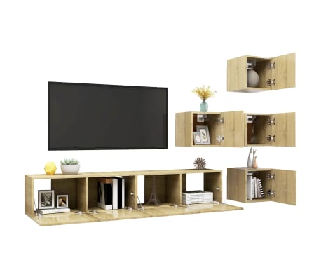 vidaXL 6-tlg. TV-Schrank-Set Sonoma-Eiche Holzwerkstoff