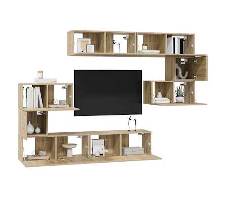 vidaXL Комплект ТВ шкафове от 8 части, сонома дъб, инженерно дърво