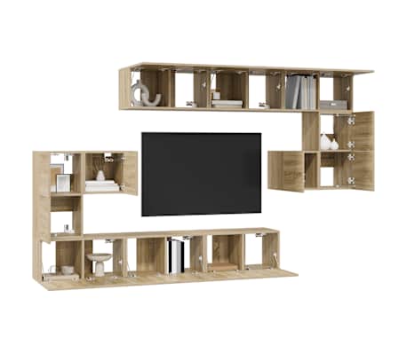 vidaXL Set de muebles sal&oacute;n TV 10 pzas madera ingenier&iacute;a roble Sonoma