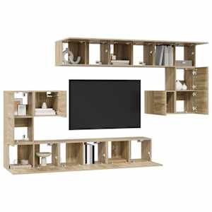 vidaXL Set de muebles sal&oacute;n TV 10 pzas madera ingenier&iacute;a roble Sonoma