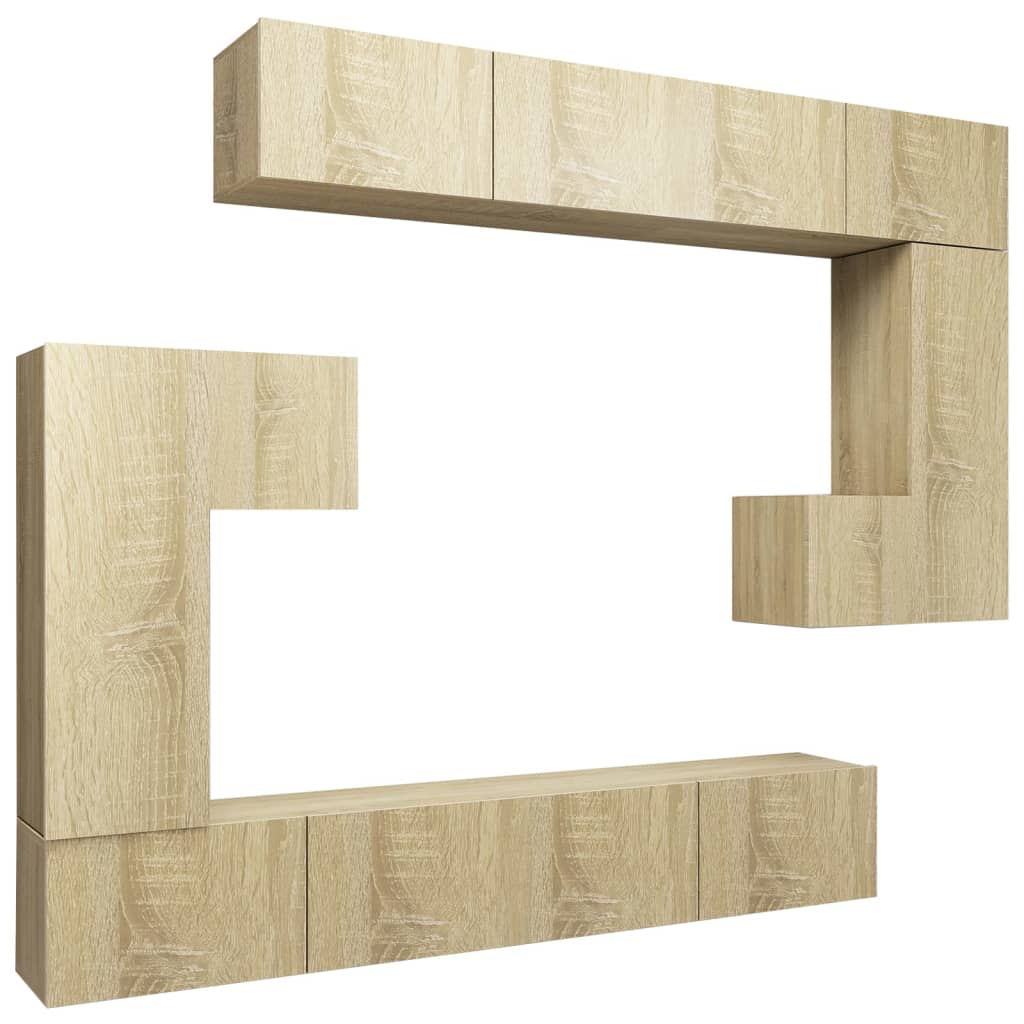 

vidaXL 8 Piece TV Cabinet Set Sonoma Oak Chipboard