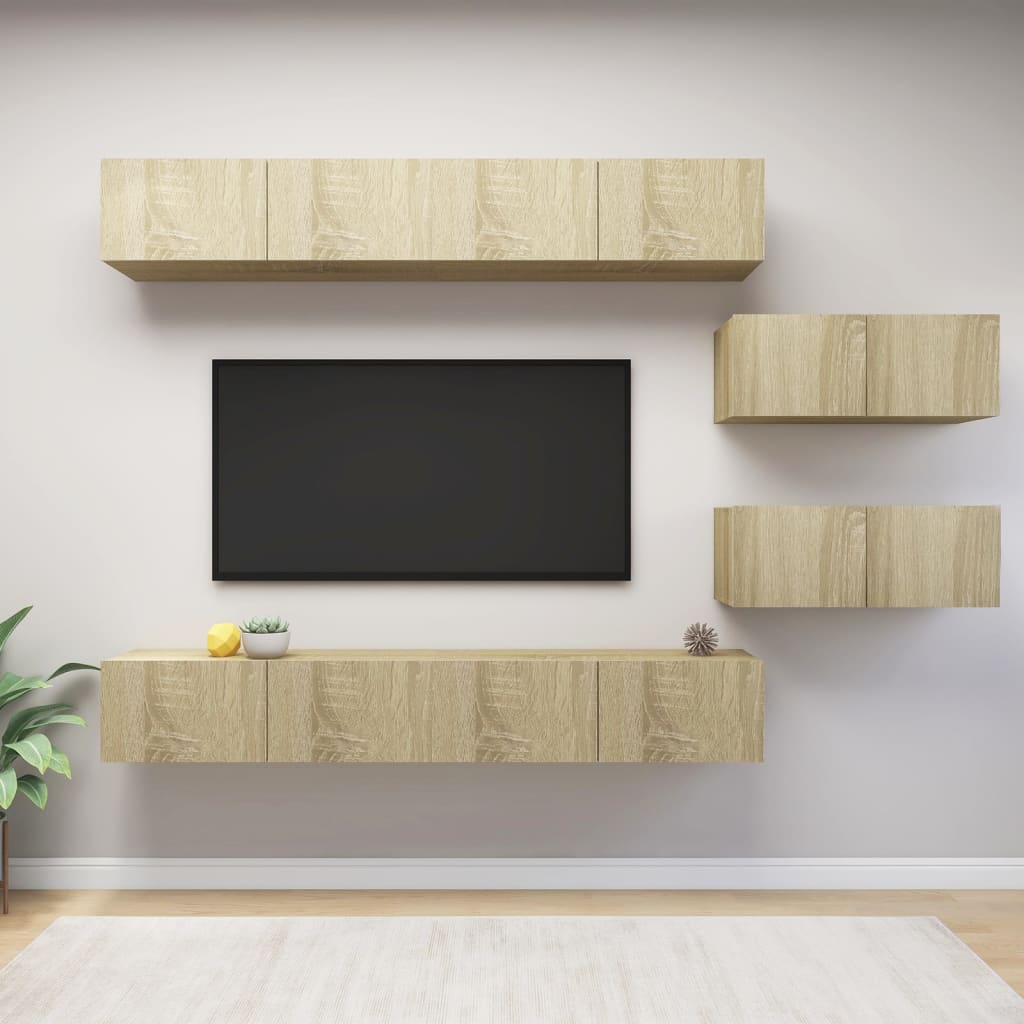 vidaXL Set de dulapuri TV, 6 piese, stejar sonoma, PAL vidaxl.ro