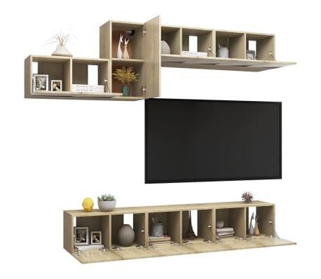 vidaXL Ensemble de meubles TV 7 pcs Ch&ecirc;ne sonoma Bois d'ing&eacute;nierie