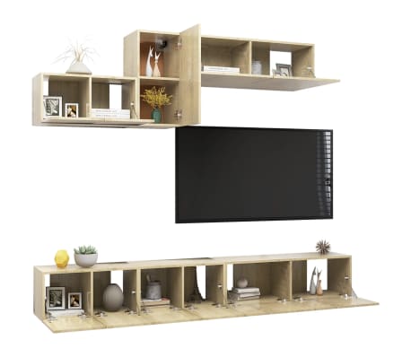 vidaXL 6-tlg. TV-Schrank-Set Sonoma-Eiche Holzwerkstoff